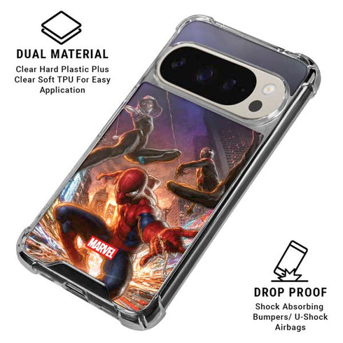Marvel Spiderman Group Wall Google Pixel 9/9 Pro Clear Case
